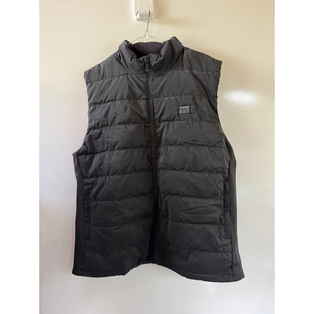 Waooheat Heated Vest Black Puffer Down Insulated with Power Bank Size 2XL